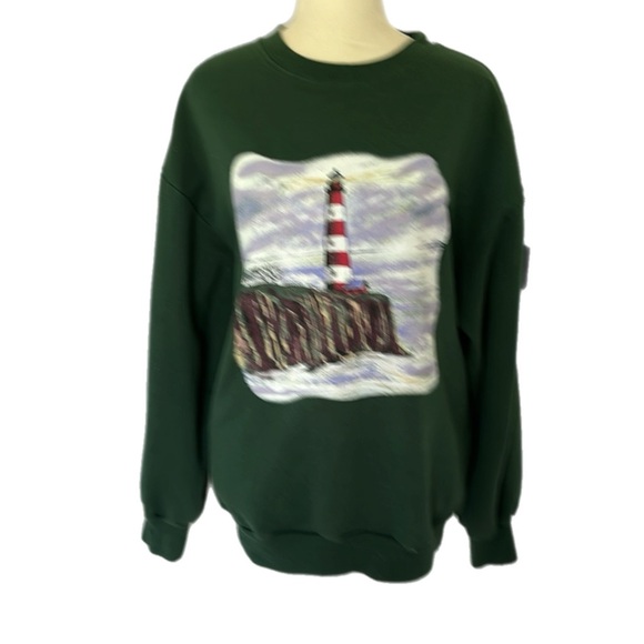 Retro Coastal Nautical Lighthouse Crewneck Sweatshirt - Picture 2 of 10